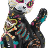 Day of The Dead Resin Cat (Hand Painted Figurine) Halloween Decoration