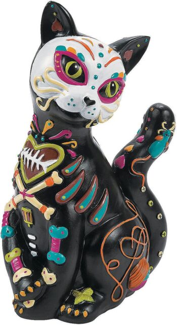 Day of The Dead Resin Cat (Hand Painted Figurine) Halloween Decoration