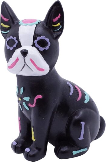 Etistta Day of The Dead Dog Figurine, 6.5 inch Polyresin Halloween Dog Statue for Halloween Home Desk Decorations