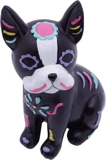 Etistta Day of The Dead Dog Figurine, 6.5 inch Polyresin Halloween Dog Statue for Halloween Home Desk Decorations