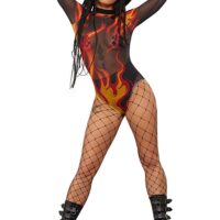 Flame Mesh Bodysuit for Women