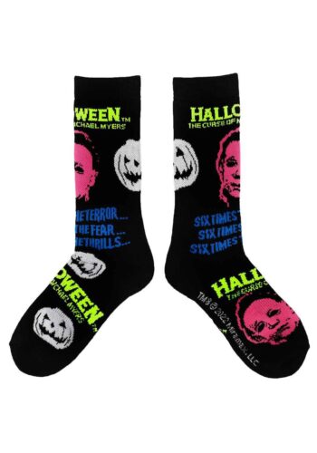 Halloween Michael Myers Black Light Crew Sock for Adults