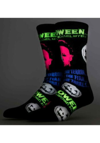 Halloween Michael Myers Black Light Crew Sock for Adults