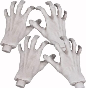 Halloween Skeleton Hands - Realistic Life Size Severed Fake Plastic Hands for Halloween Props Decoration, 4 Pieces