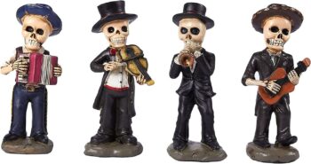 Juvale Decorative Skull Mariachi Band for Day of The Dead (2.2 x 5.5 x 1.3 in, 4 Piece)