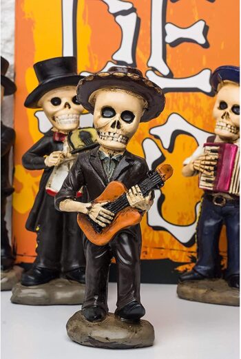 Juvale Decorative Skull Mariachi Band for Day of The Dead (2.2 x 5.5 x 1.3 in, 4 Piece)