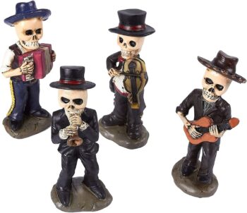 Juvale Decorative Skull Mariachi Band for Day of The Dead (2.2 x 5.5 x 1.3 in, 4 Piece)