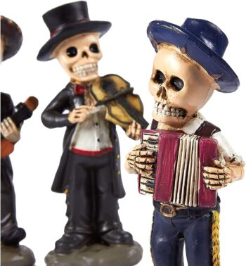 Juvale Decorative Skull Mariachi Band for Day of The Dead (2.2 x 5.5 x 1.3 in, 4 Piece)