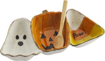 Mud Pie Halloween Stoneware Candy Bowl Dish, Divided