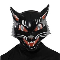 Vintage Grinning Black Cat Half Mask