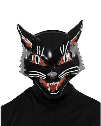 Vintage Grinning Black Cat Half Mask