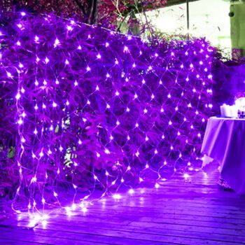 WATERGLIDE Outdoor Halloween Net Lights, 12FT x 5FT 360 LED Christmas Fairy Mesh Lights with 8 Lighting Modes, Connectable for Garden Xmas Tree, Bushes, Holiday Wedding Party Decorations, Purple