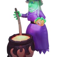 6' Inflatable Witch with Cauldron Halloween Decoration