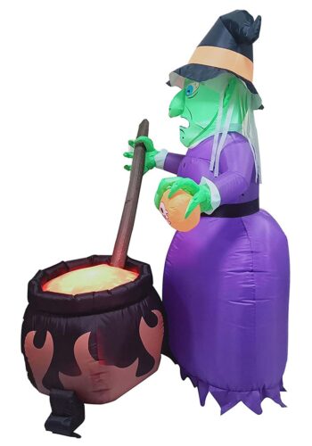 6' Inflatable Witch with Cauldron Halloween Decoration