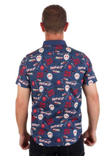 Thrills and Kills Friday the 13th Button Up Shirt for Adults