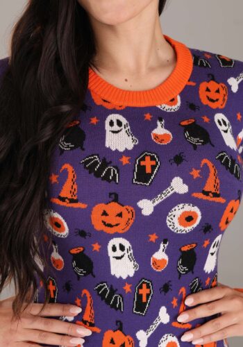 Women's Spooky Smiles Halloween Sweater Dress
