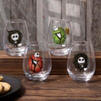 Nightmare Before Christmas Holiday Art 4 Piece Stemless Glass Set