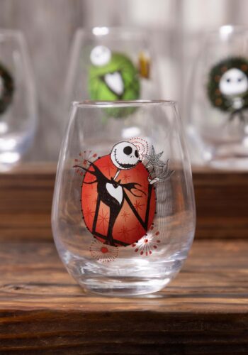 Nightmare Before Christmas Holiday Art 4 Piece Stemless Glass Set