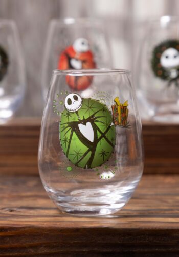 Nightmare Before Christmas Holiday Art 4 Piece Stemless Glass Set