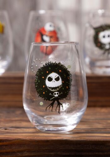 Nightmare Before Christmas Holiday Art 4 Piece Stemless Glass Set