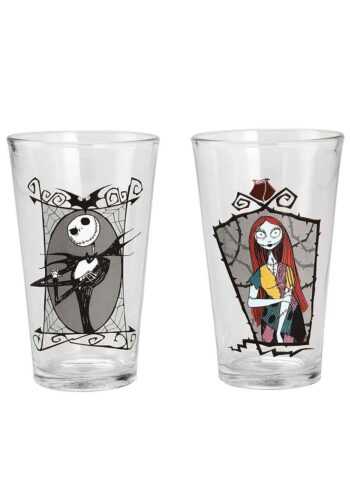 The Nightmare Before Christmas 2 Pc Jack & Sally 16 oz Glass Set