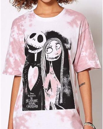 Pink Tie Dye Jack Skellington and Sally T Shirt - The Nightmare Before Christmas