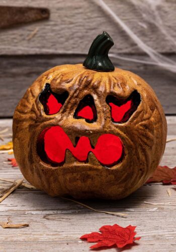 Light Up Haunted Pumpkin with Red Lights Decoration