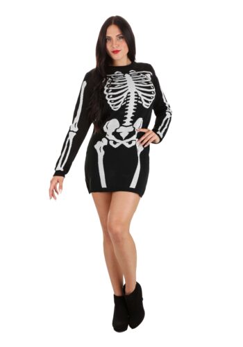 Loose Fit Skeleton Sweater Dress for Women