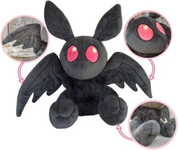 Cute Mothman Plush Toy 12in Bat Plushie with Red Eyes, Goth Moth Stuffed Animals Horror Game Mothman Plush Doll Birthday for Fans Kids