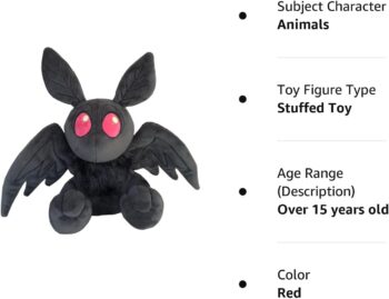 Cute Mothman Plush Toy 12in Bat Plushie with Red Eyes, Goth Moth Stuffed Animals Horror Game Mothman Plush Doll Birthday for Fans Kids