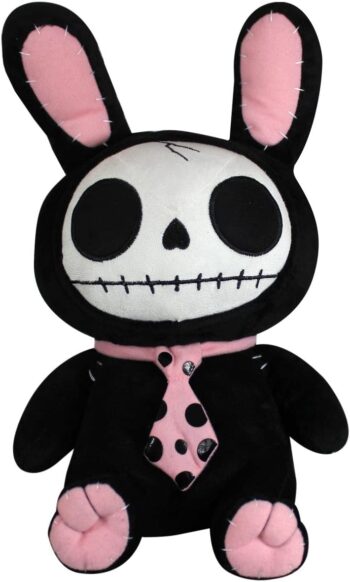 SUMMIT COLLECTION Furrybones Black Bunny Bun Bun Wearing Polka Dotted Pink Tie Plush Doll