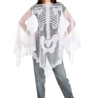 Sheer Skeleton Costume Poncho for Adults