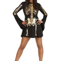 Women's Gilded Skeleton Costume Dress