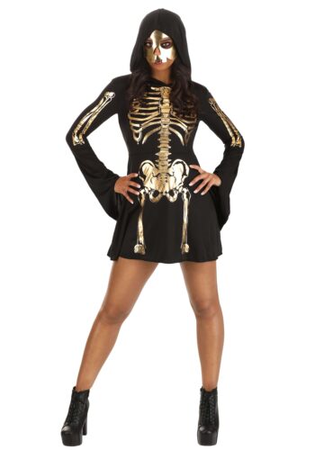 Women's Gilded Skeleton Costume Dress