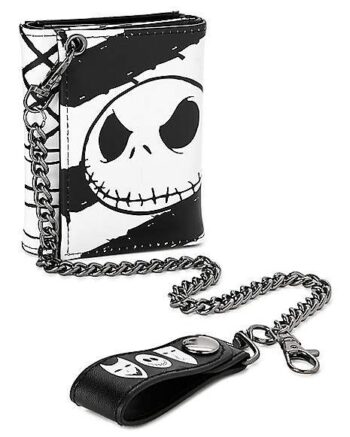 Black and White Jack Skellington Chain Wallet - The Nightmare Before Christmas