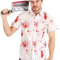 Bloody Haunted Halloween Button Up Shirt for Adults