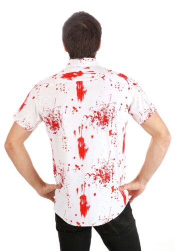 Bloody Haunted Halloween Button Up Shirt for Adults