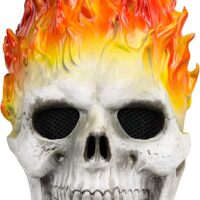 vickkt Halloween Ghost rider Mask Skull Face Horror Costume Skeleton Adult Latex Full Head Props, Red