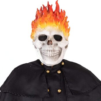 vickkt Halloween Ghost rider Mask Skull Face Horror Costume Skeleton Adult Latex Full Head Props, Red