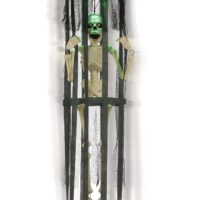 40" Activated LED & Sound Shaking Skeleton in Cage Halloween Decoration