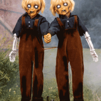 Creepy Twin Boys Animatronic Halloween Decoration