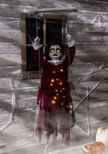 Haunted Swing Girl with 20 Lights & Sounds Hanging Decoration