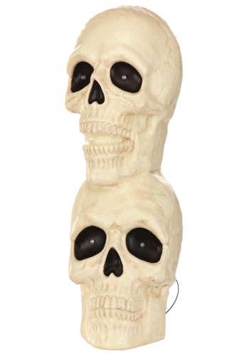 27.5" Double Stacked Sound Activated Skulls with Light Up Eyes Decoration