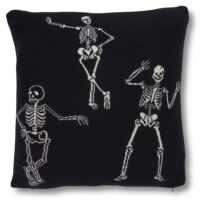 20-Inch Black & Cream Skeleton Cotton Knit Pillow