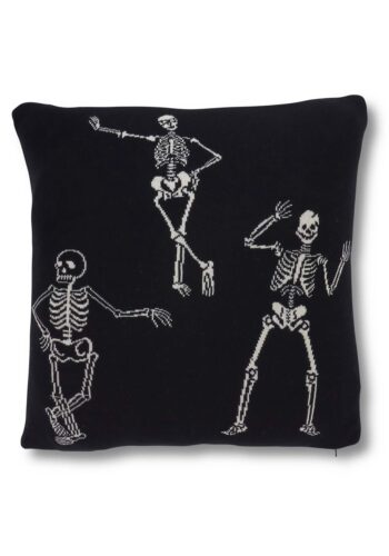 20-Inch Black & Cream Skeleton Cotton Knit Pillow