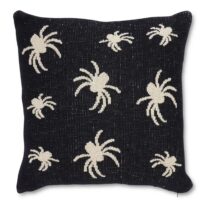 20-Inch Black & Cream Spider Cotton Knit Pillow