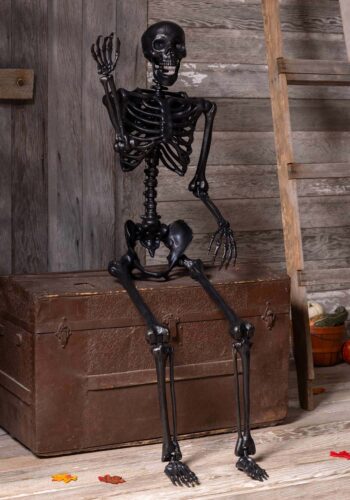 5 Foot Crazy Bones Poseable Skeleton in Black Halloween Decoration