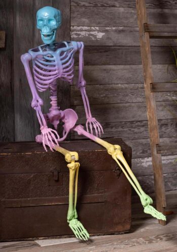 5 Foot Crazy Bones Poseable Skeleton in Rainbow Halloween Decoration