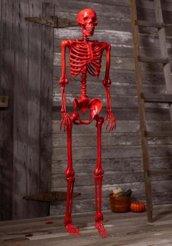 5 Foot Crazy Bones Poseable Skeleton in Red Halloween Decoration