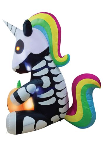 5 Ft Sitting Skeleton Inflatable Unicorn Decoration